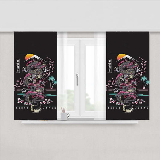 Tokyo Japan Peach Skin Window Curtains
