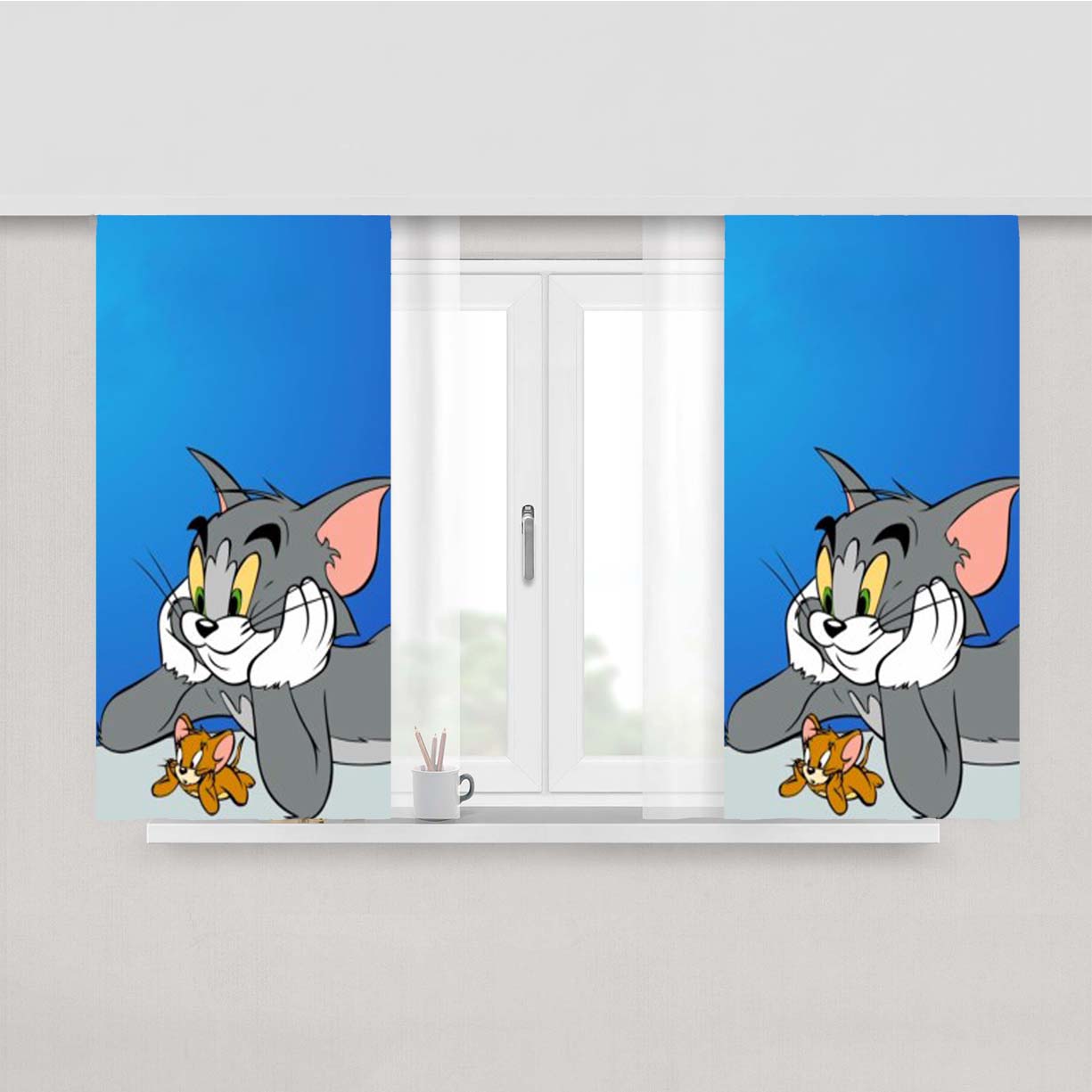 Tom Jerry Peach Skin Window Curtains
