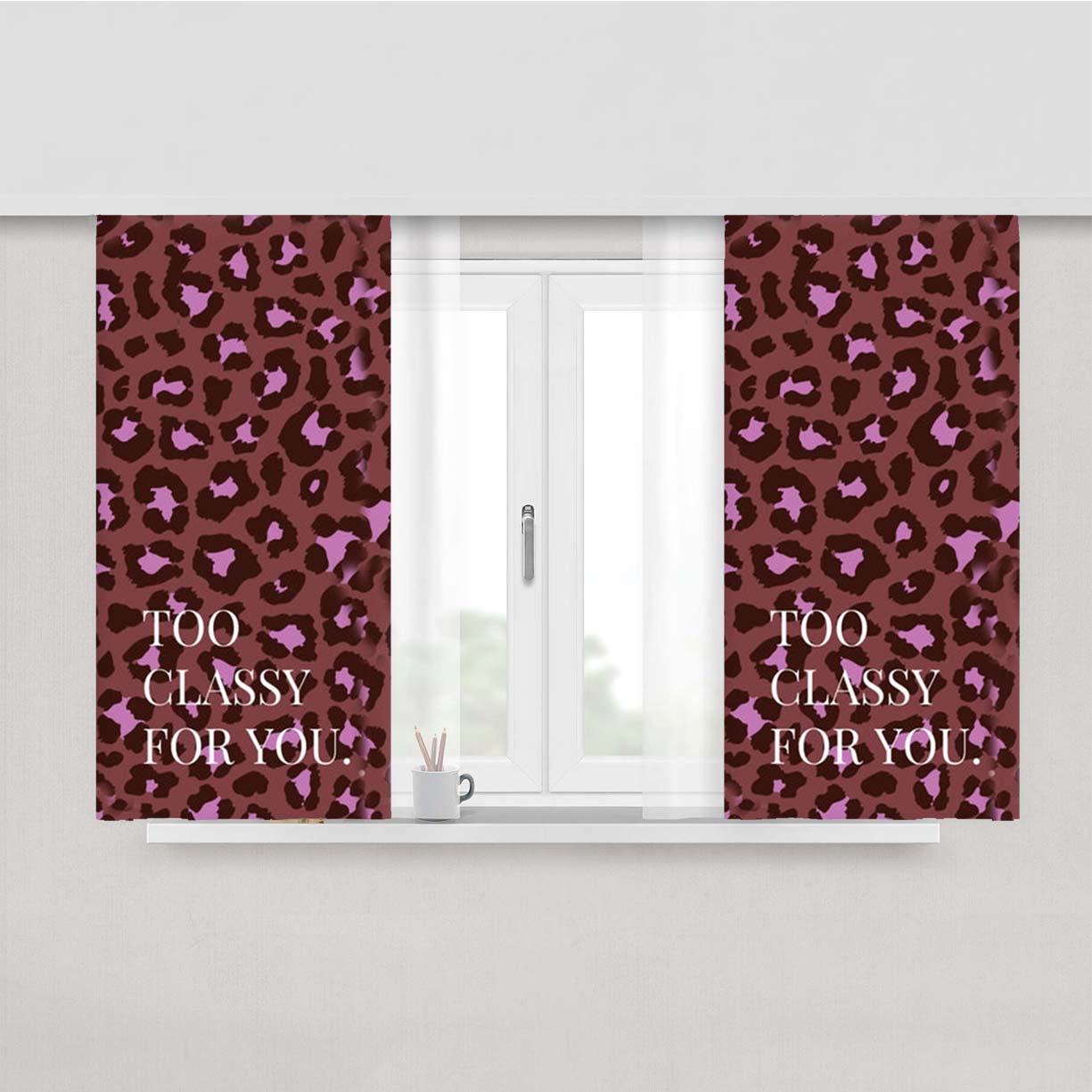 Too Classy Cheetah Print Peach Skin Window Curtains