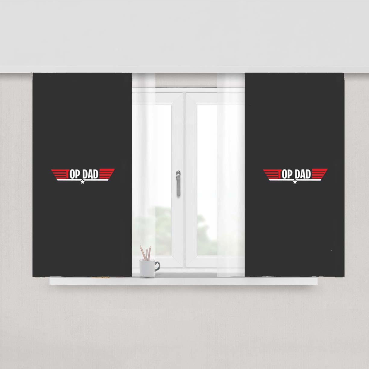 Top Dad- Fathers Day Peach Skin Window Curtains