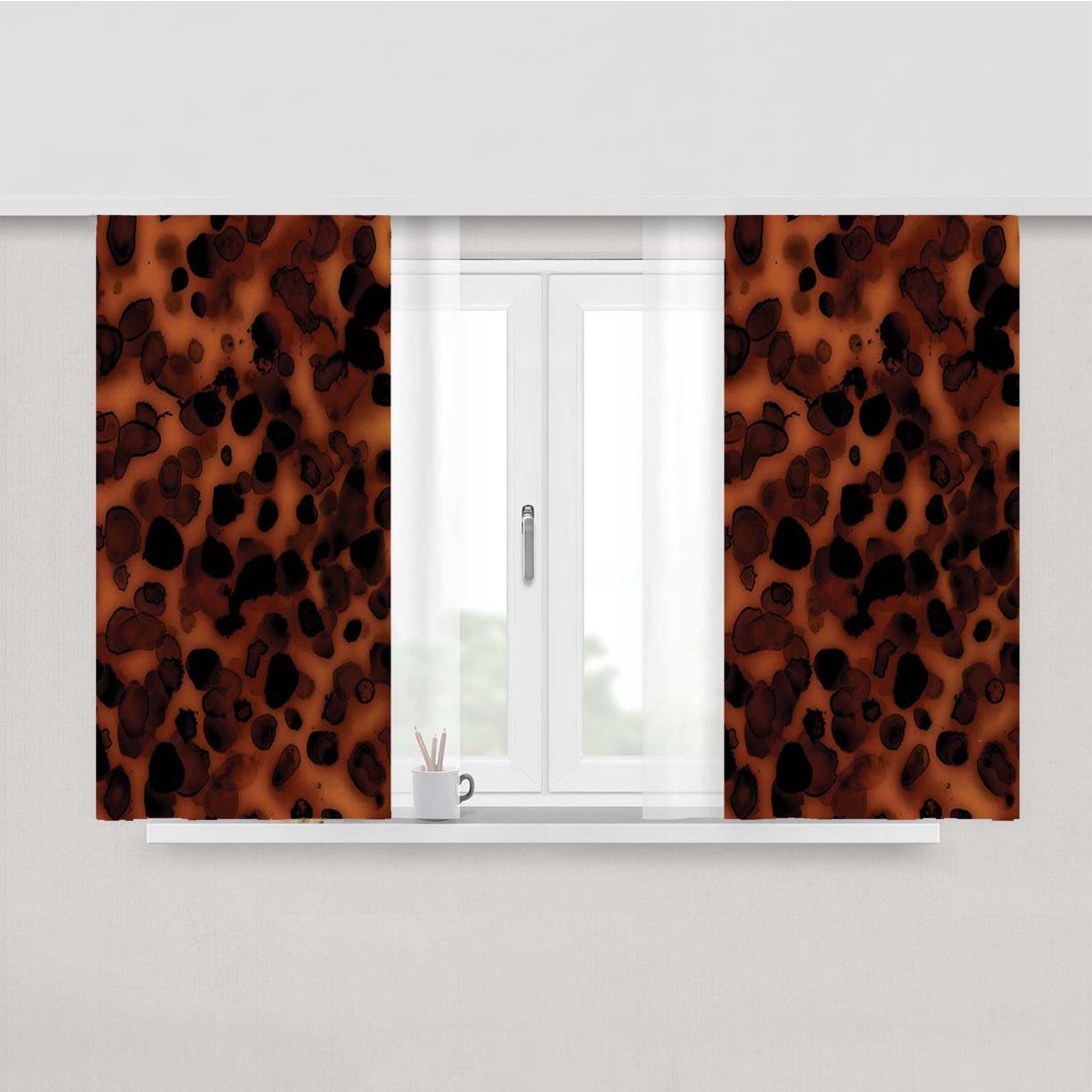 Tortoise Shell Pattern Texture Peach Skin Window Curtains