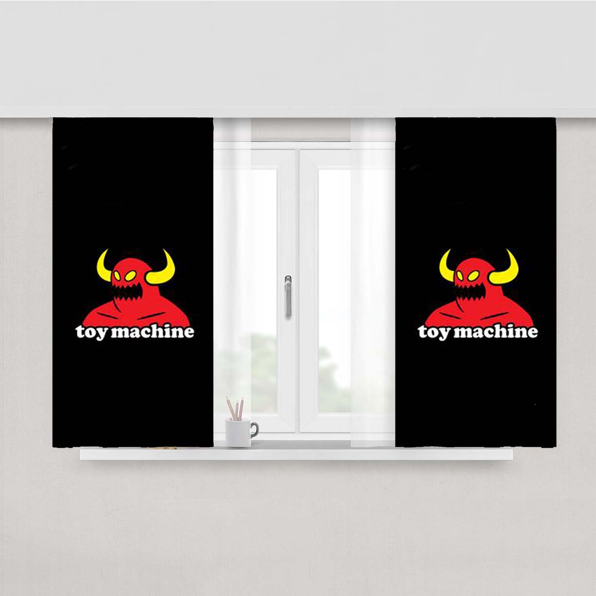 Toy Machine Skateboard Logo Peach Skin Window Curtains