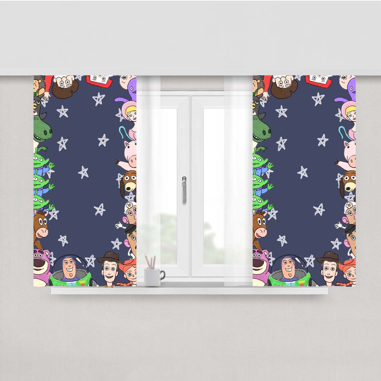 Toy Story And The Star Alien Pattern Peach Skin Window Curtains