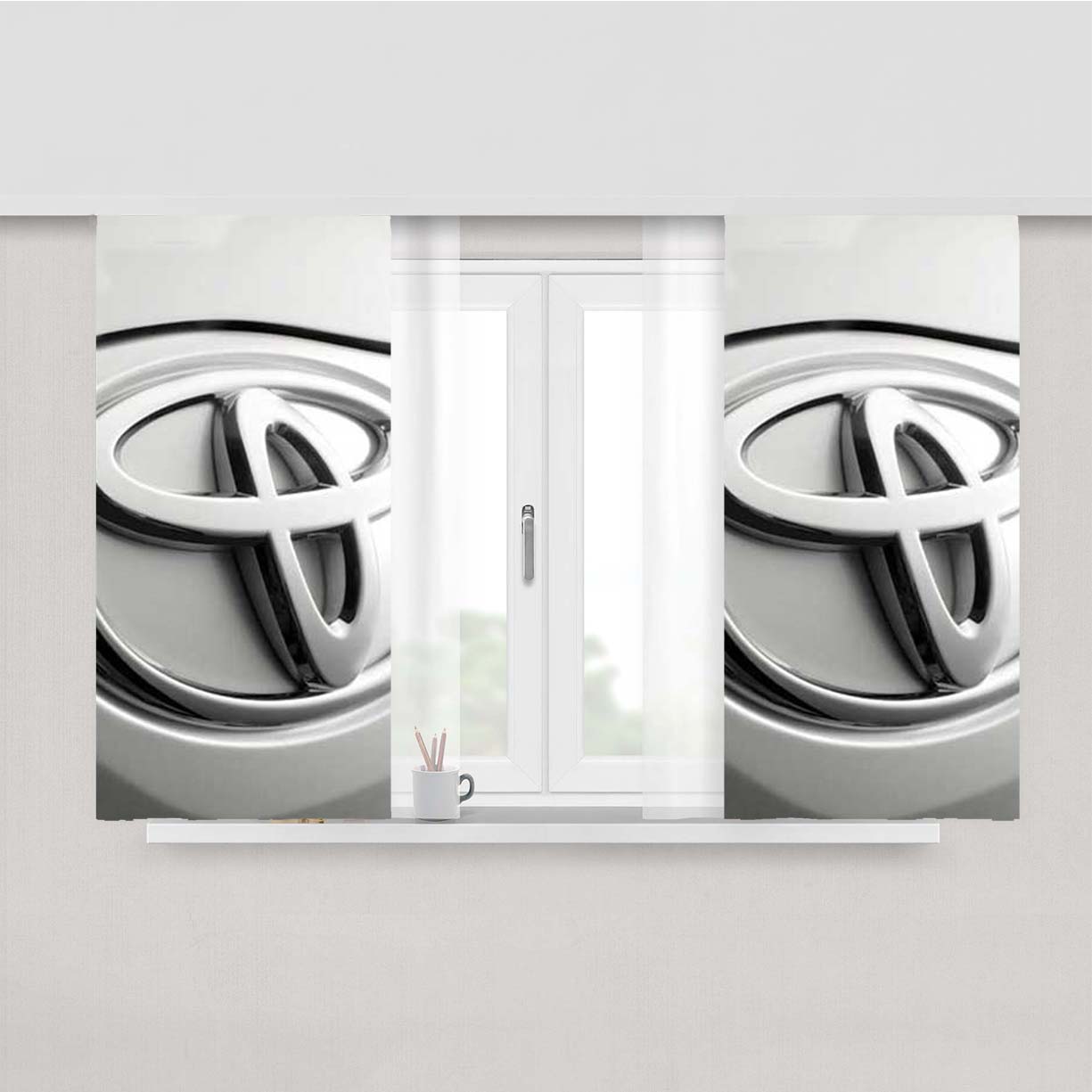 Toyota Logo Chrome Peach Skin Window Curtains