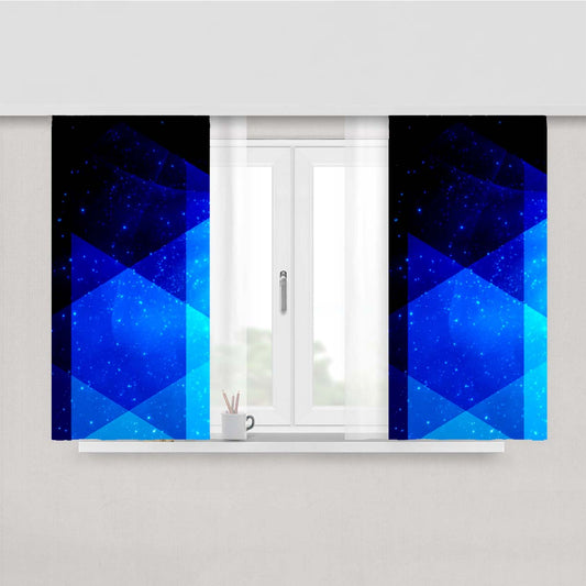 Triangle Pattern Blue Galaxy Peach Skin Window Curtains