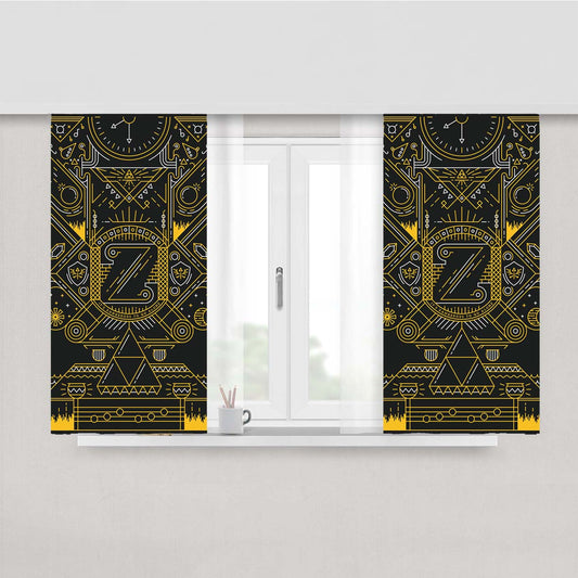 Triforce Zelda Aztec Pattern Peach Skin Window Curtains