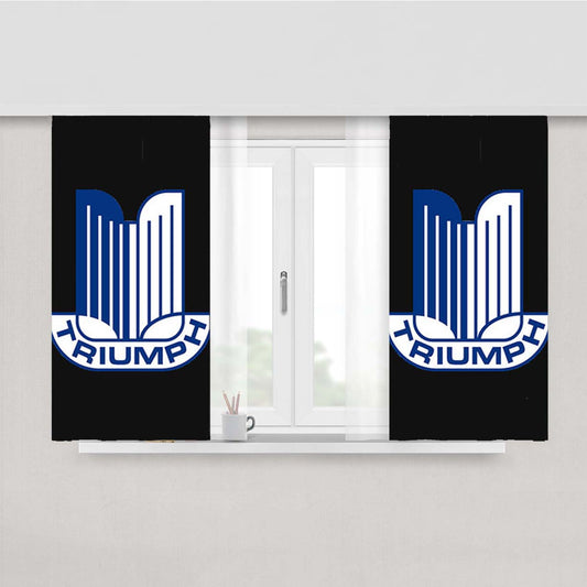Triumph Logo Dark Grey Peach Skin Window Curtains