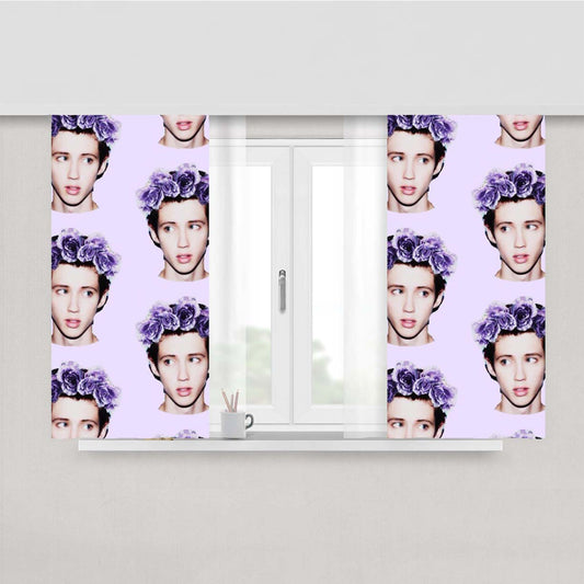 Troye Sivan Pattern Head Flowers Peach Skin Window Curtains