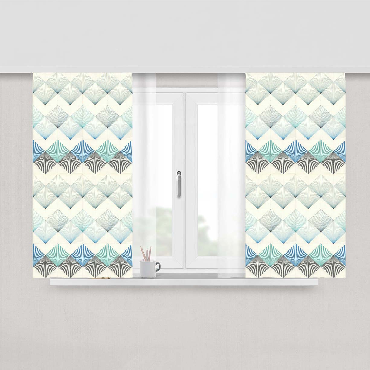 Uible Pattern Back Phone Peach Skin Window Curtains