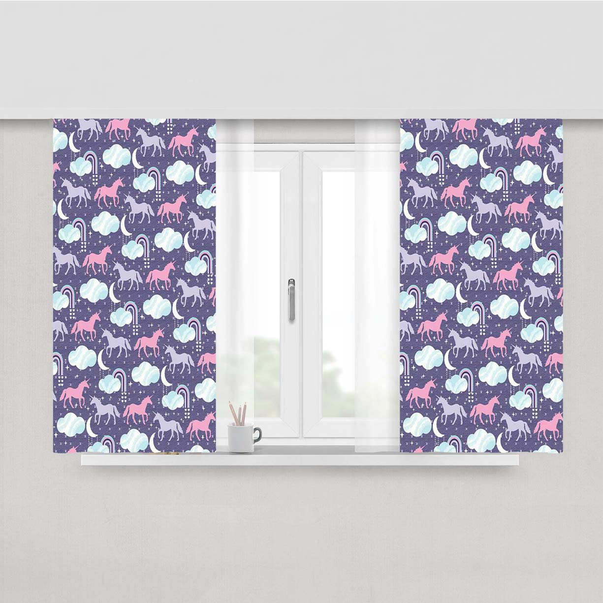 Uncle Pegasus Pattern Peach Skin Window Curtains