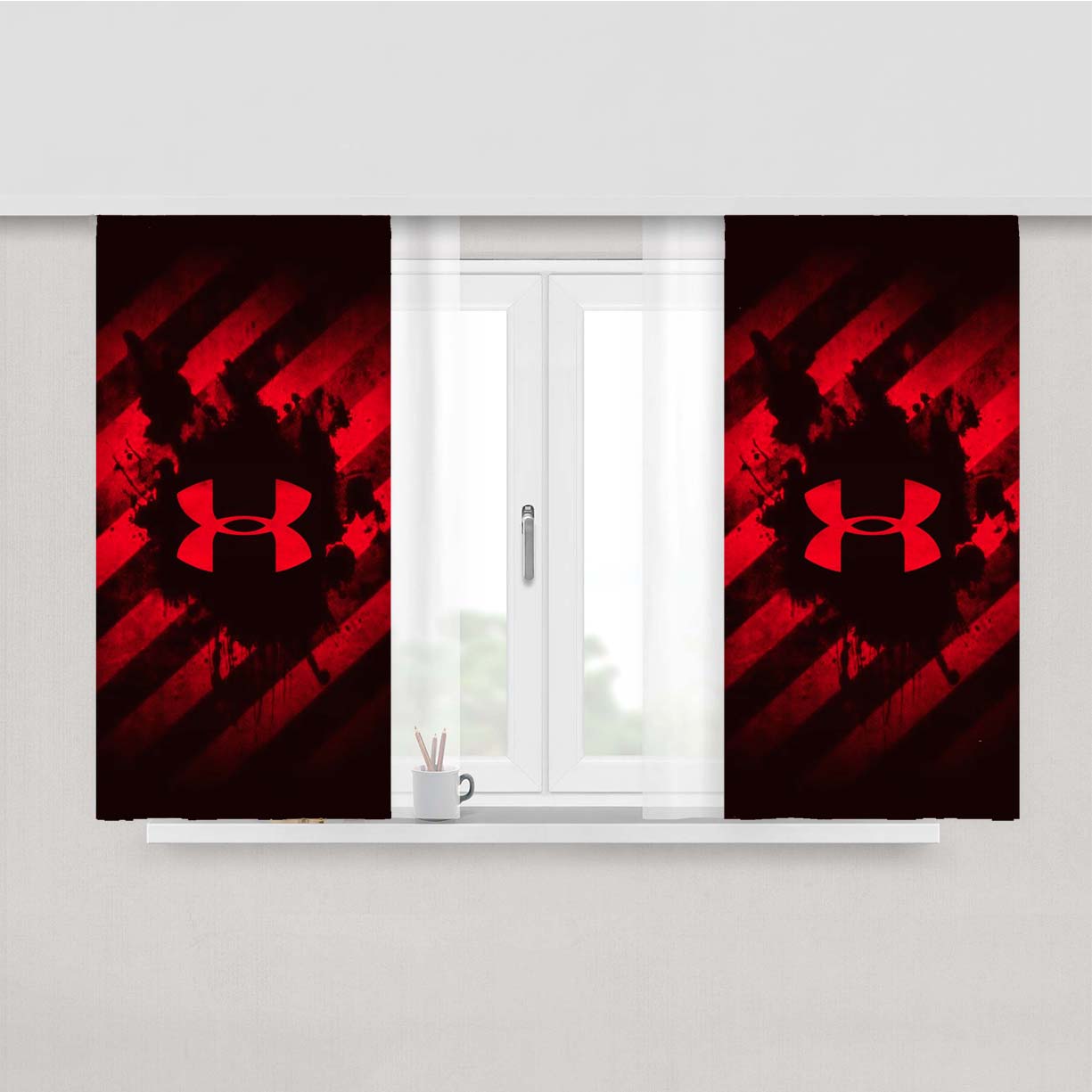 Under Armour Red Peach Skin Window Curtains