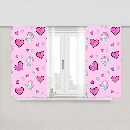 Unicorn Love Pattern Peach Skin Window Curtains