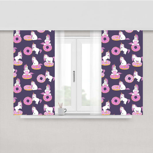 Unicorn Magic Donat Pattern Peach Skin Window Curtains