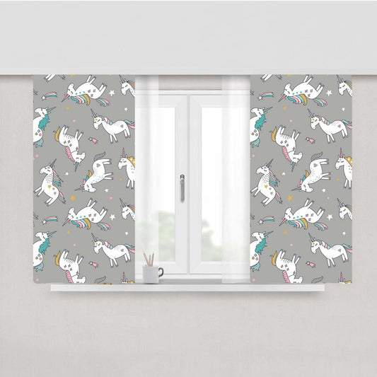 Unicorn Pattern Magic Sweat Peach Skin Window Curtains