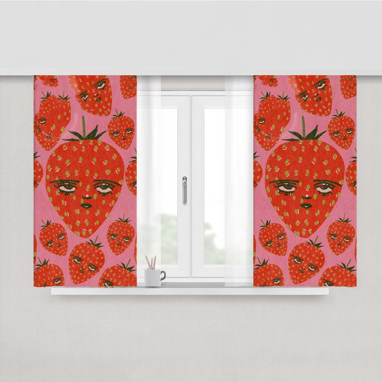 Unimpressed Strawberry Peach Skin Window Curtains
