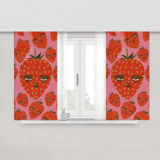 Unimpressed Strawberry Peach Skin Window Curtains