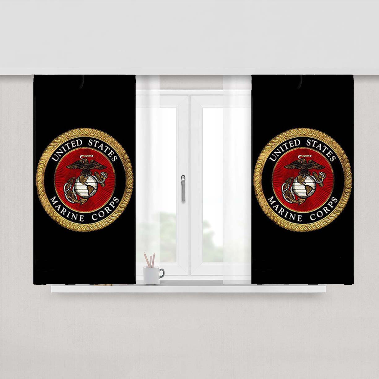 United States Marine Corps Peach Skin Window Curtains
