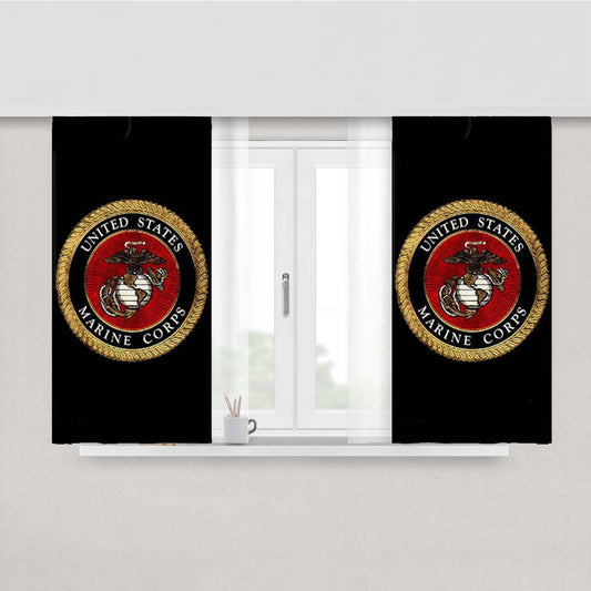 United States Marine Corps Peach Skin Window Curtains