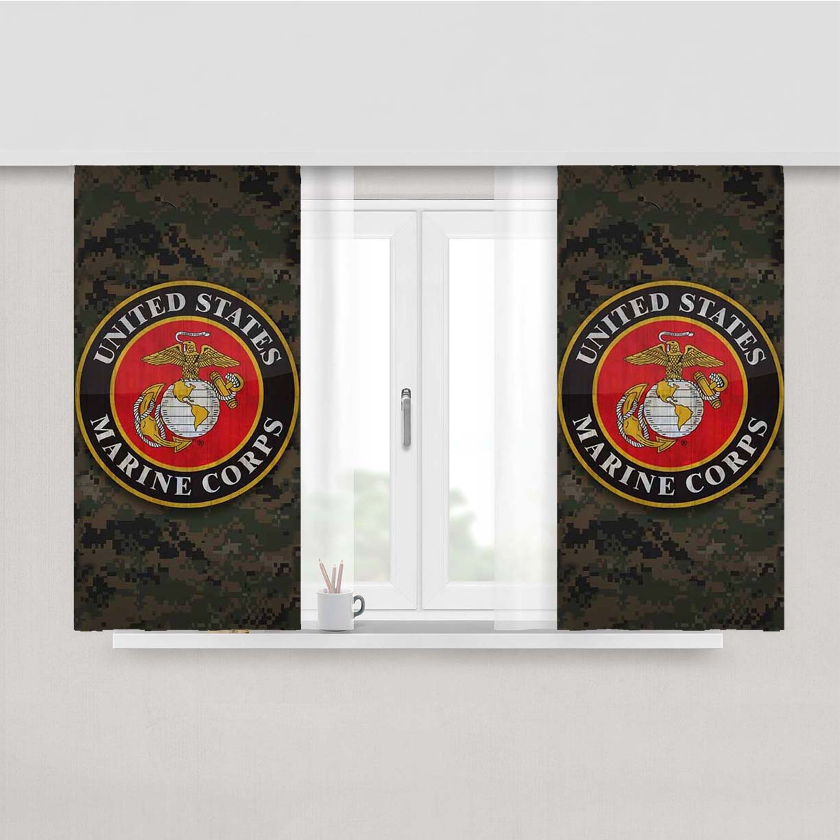 Us Marine Corps Peach Skin Window Curtains
