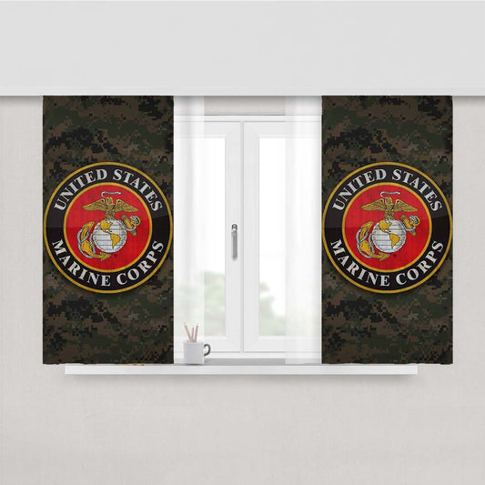 Us Marine Corps Peach Skin Window Curtains