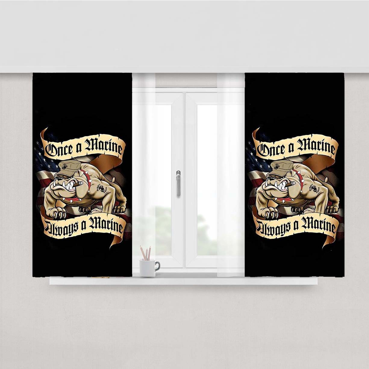 Us Marine Corps 2 Peach Skin Window Curtains