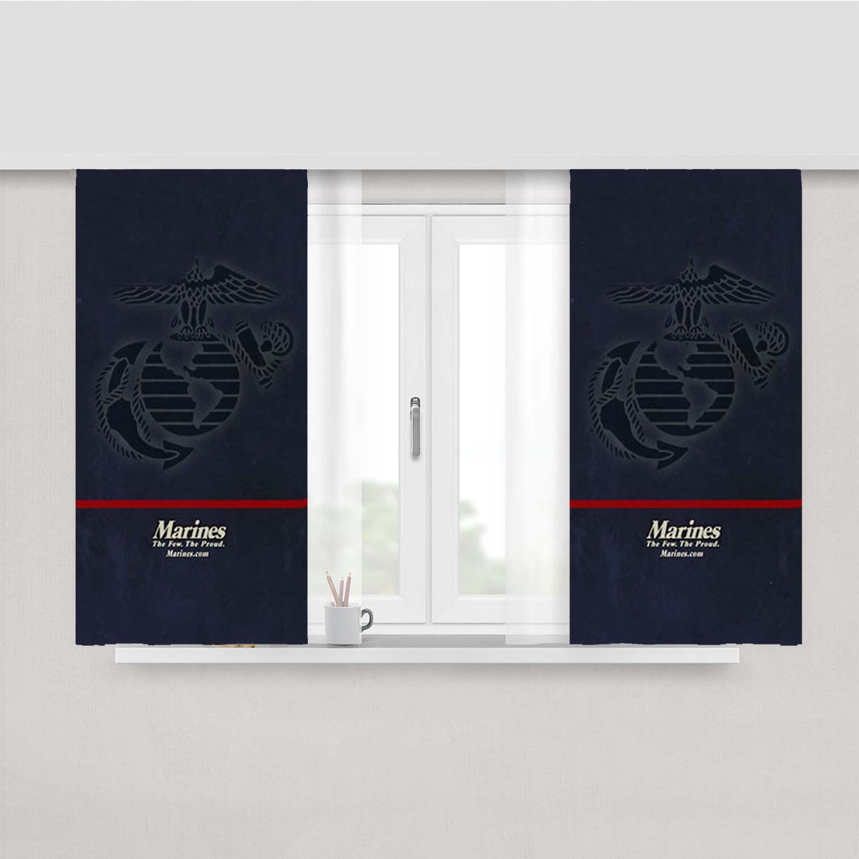 Us Marine Corps Icon Peach Skin Window Curtains