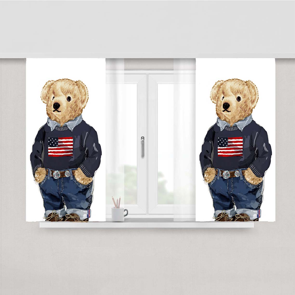 Usa Bear Polo Ralph Lauren Peach Skin Window Curtains