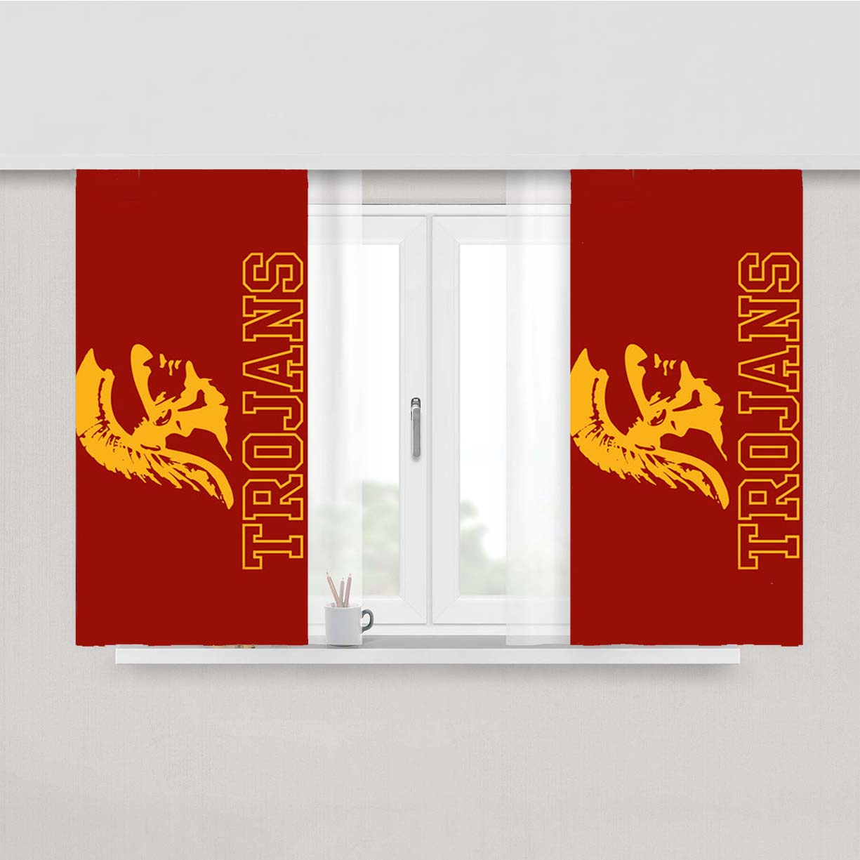 Usc Trojans Football Logo Peach Skin Window Curtains