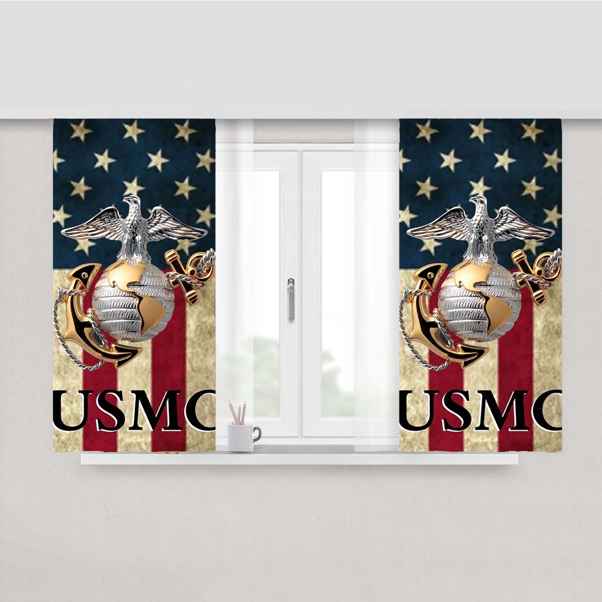 Usmc America Peach Skin Window Curtains