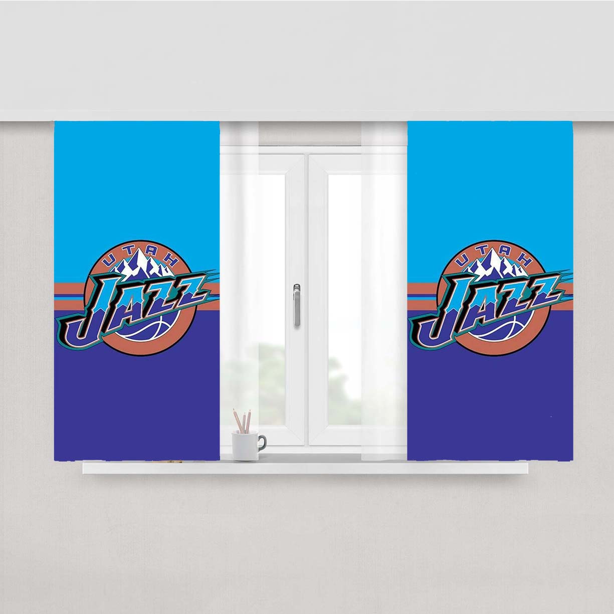 Utah Jazz Basketball Logo Peach Skin Window Curtains