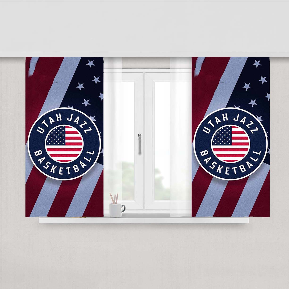 Utah Jazz Icon 2 Peach Skin Window Curtains