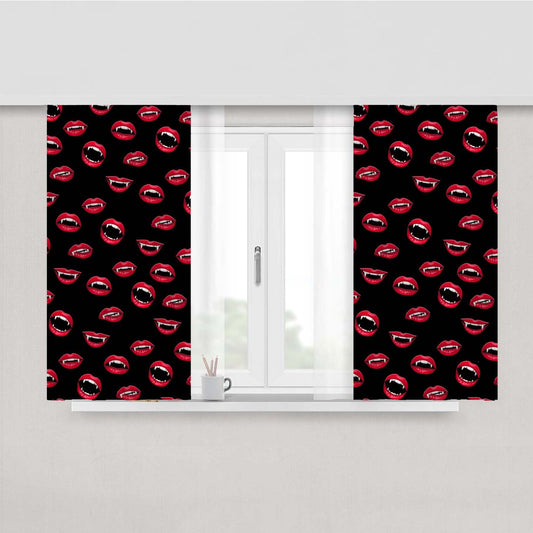 Vampire Lips Pattern Halloween Style Peach Skin Window Curtains
