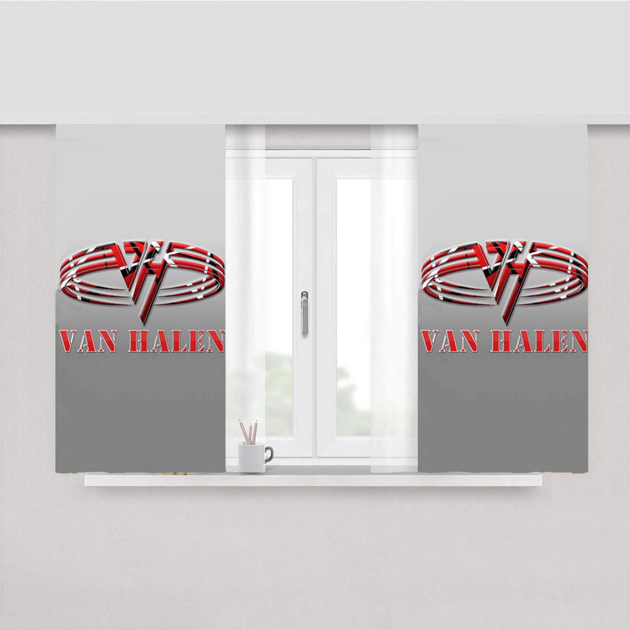 Van Halen Design Logo Peach Skin Window Curtains