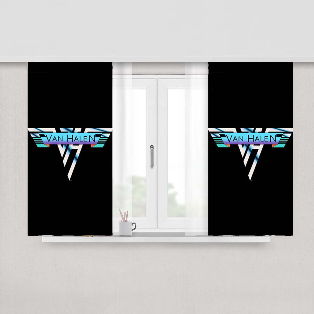 Van Halen Symbol Peach Skin Window Curtains