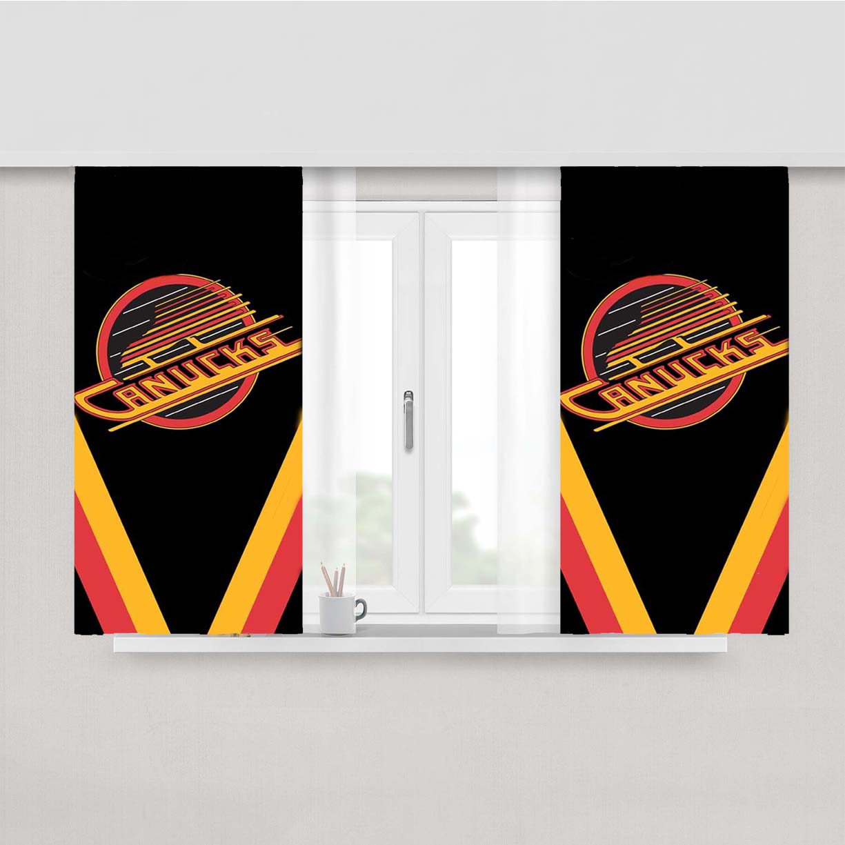 Vancouver Canucks Peach Skin Window Curtains