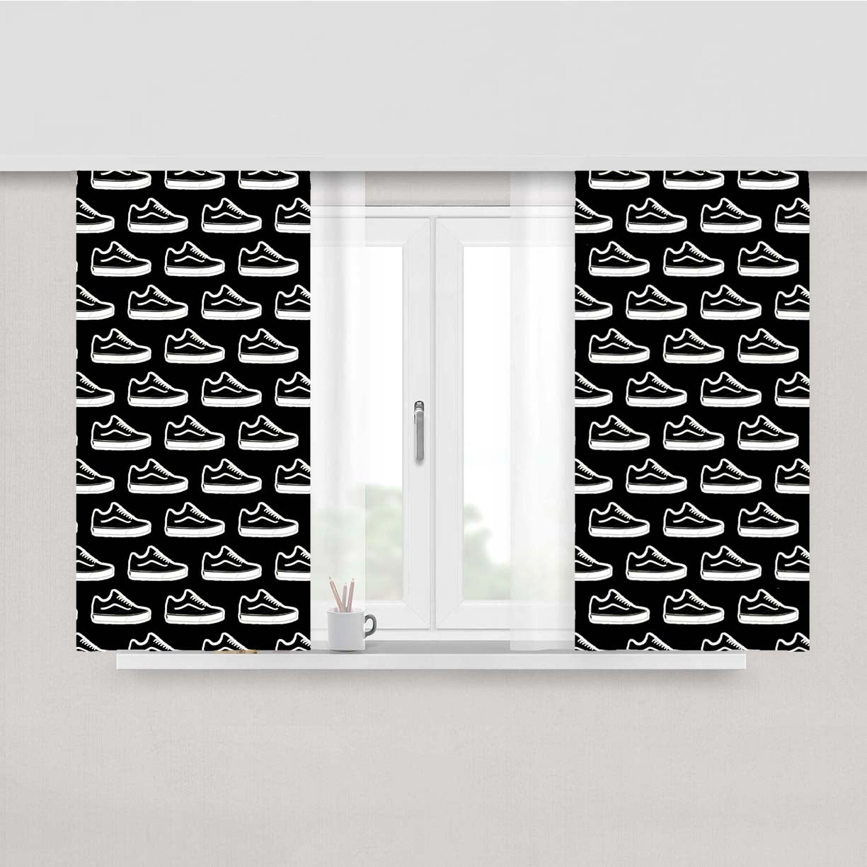 Vans Shoes Pattern Peach Skin Window Curtains