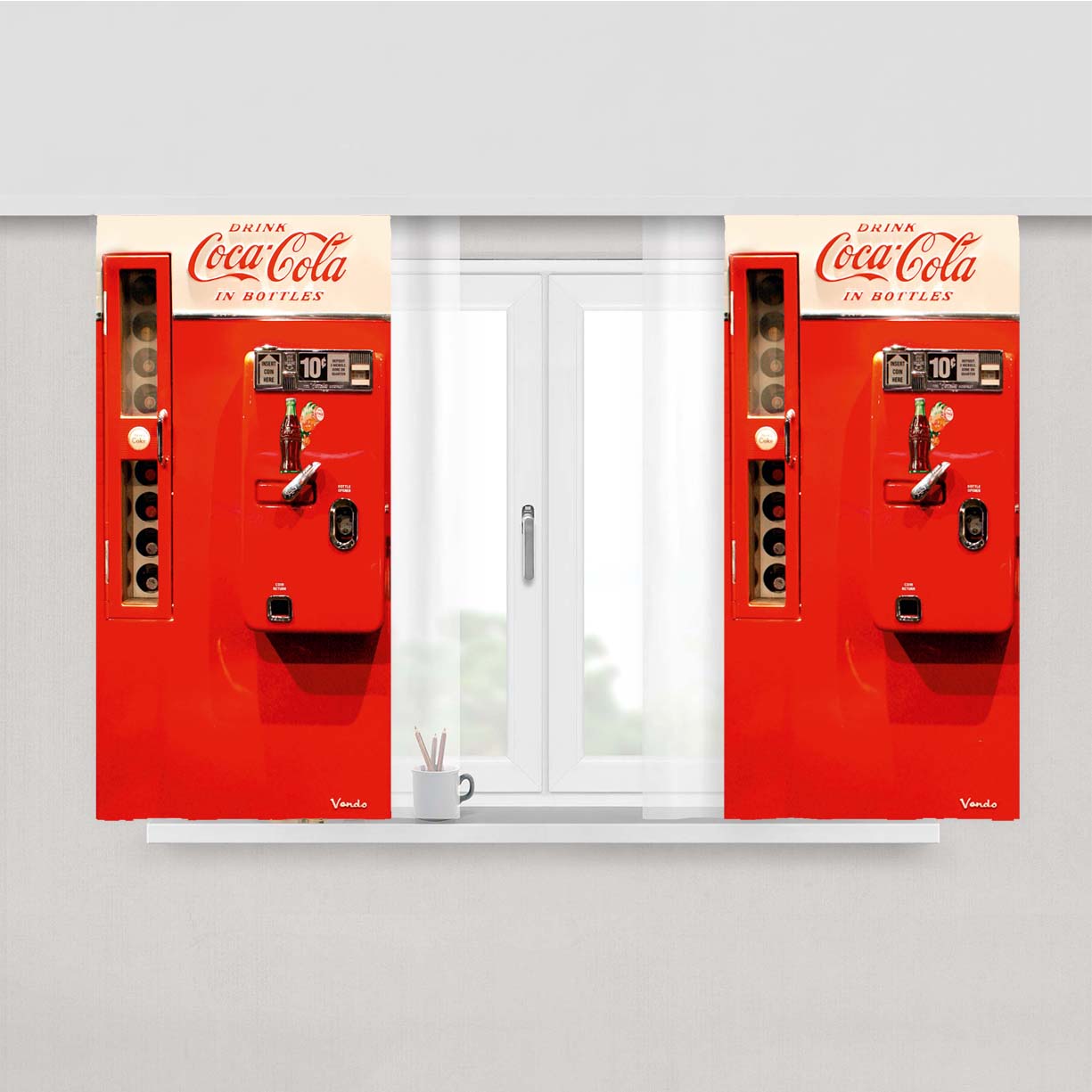Vendo 81 Coca Cola Machine Peach Skin Window Curtains