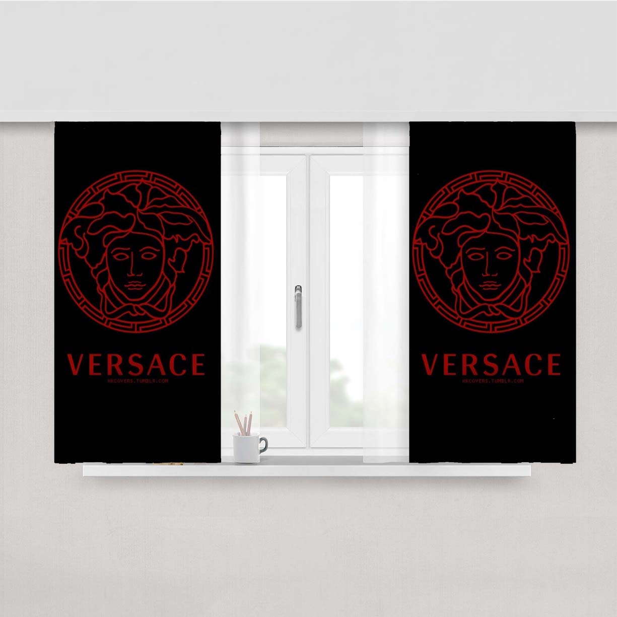 Versace Red Pattern Peach Skin Window Curtains