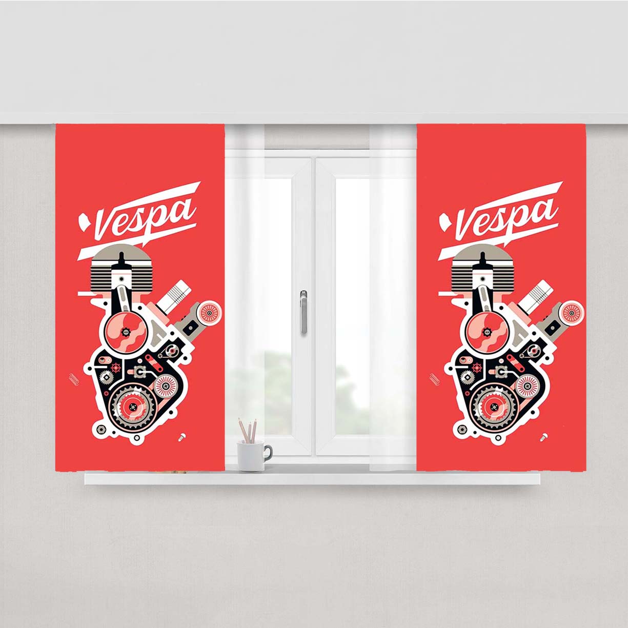 Vespa Engine Peach Skin Window Curtains