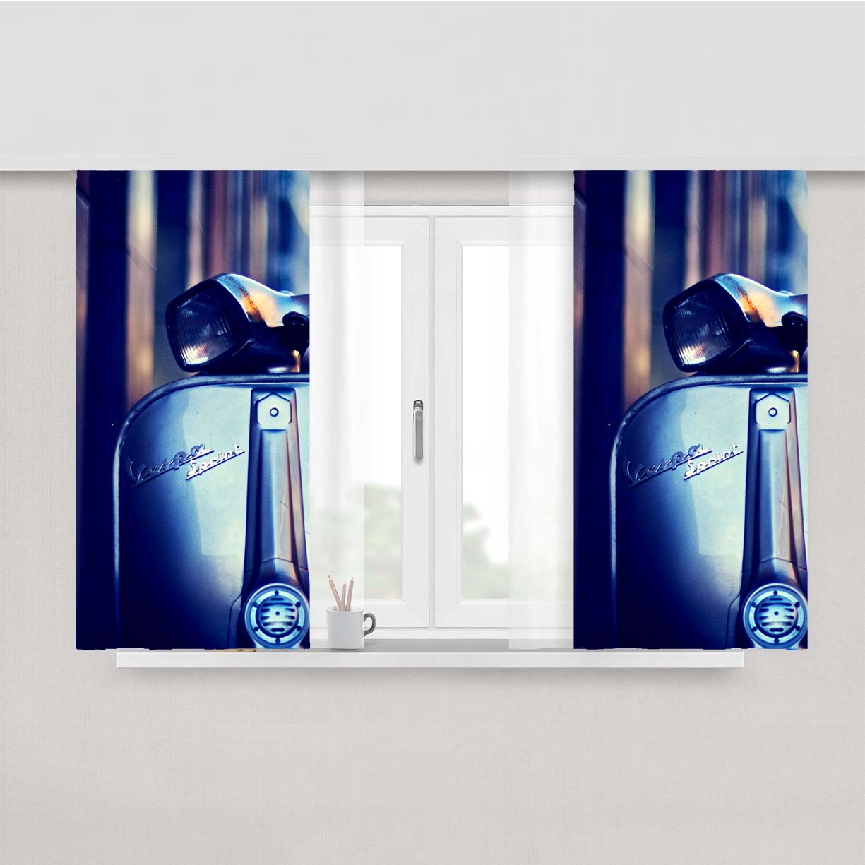 Vespa Scooter Peach Skin Window Curtains