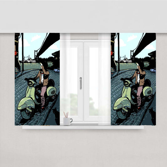 Vespa The City Life Peach Skin Window Curtains