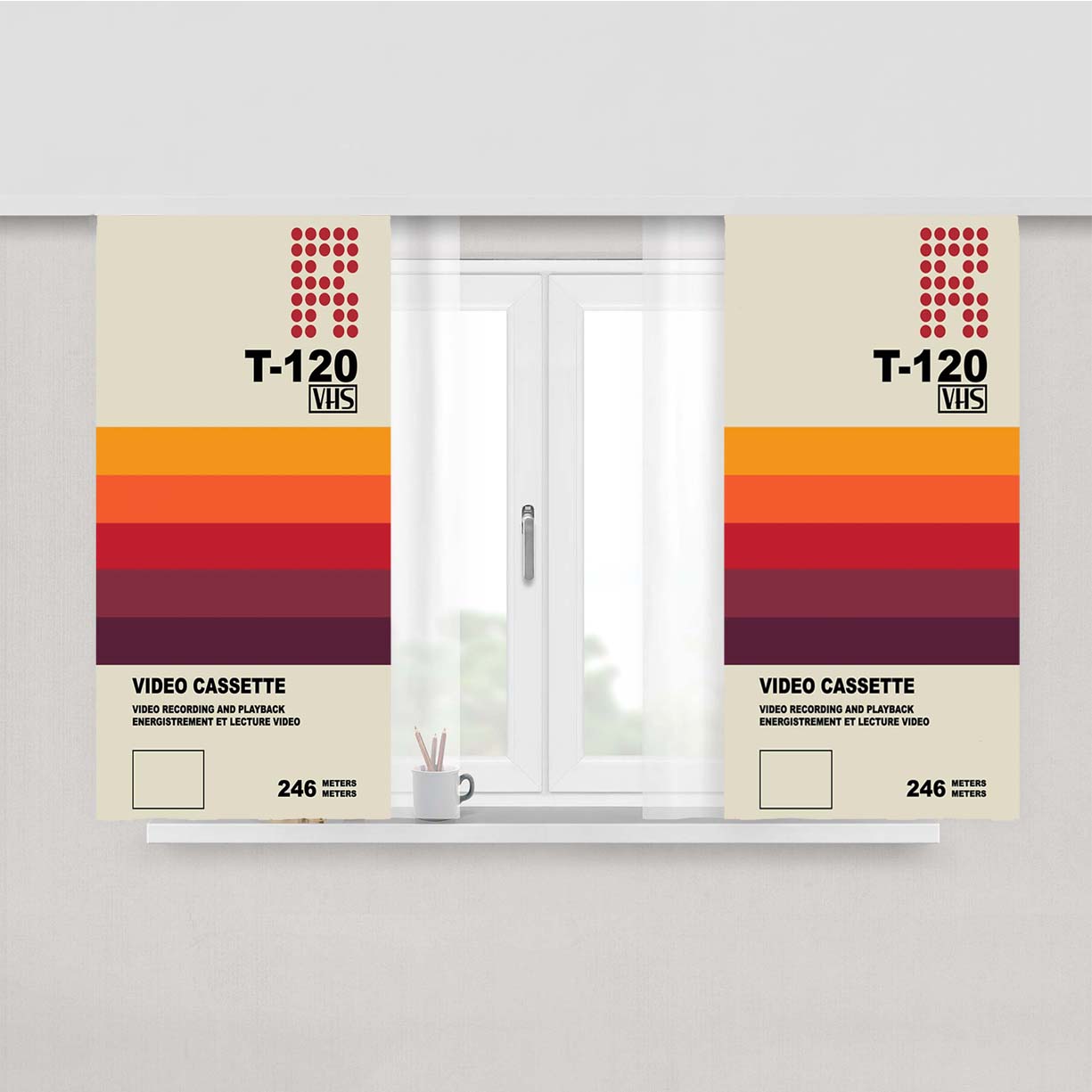 Vhs Design Cover Peach Skin Window Curtains
