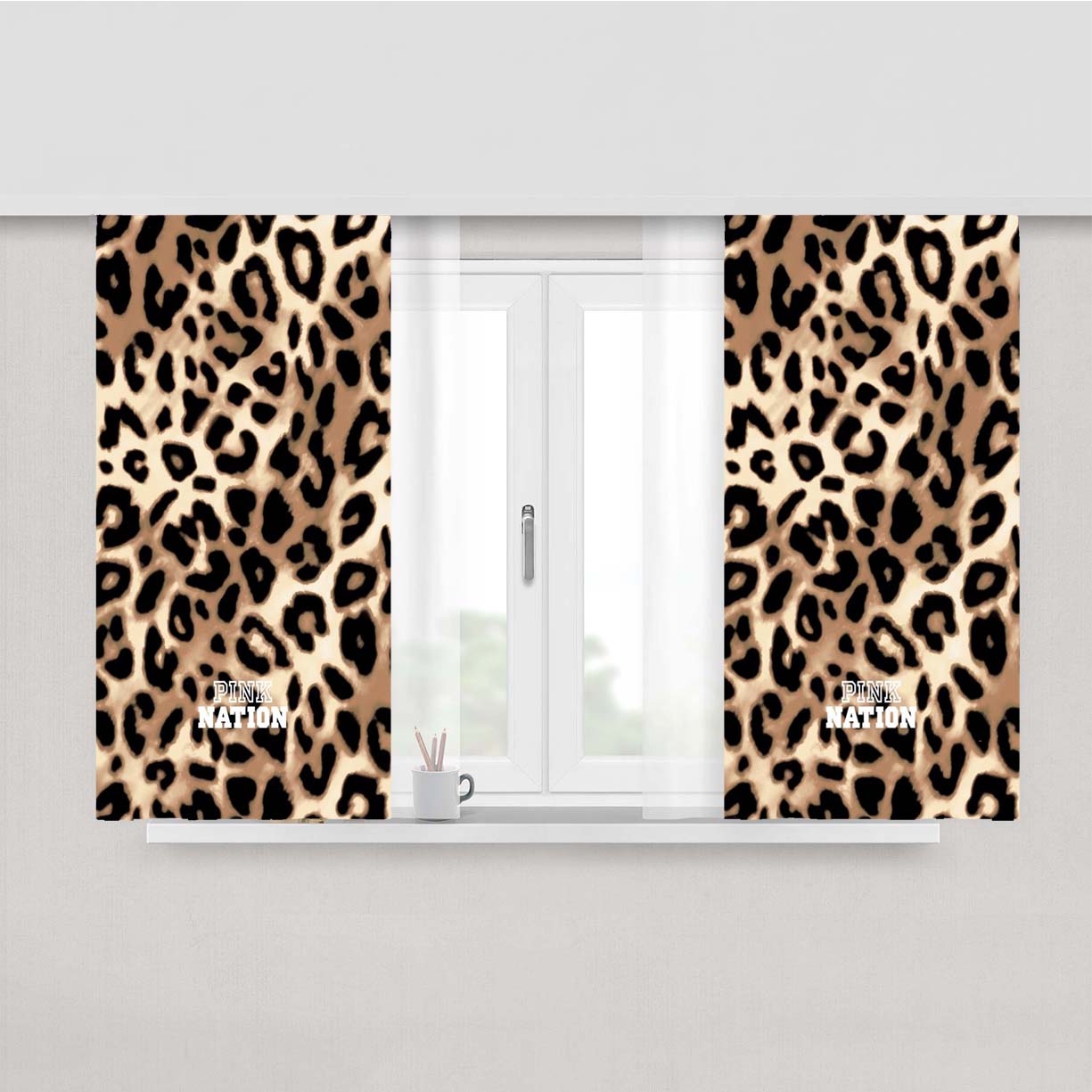 Victoria Secret Pink Nation Leopard Peach Skin Window Curtains