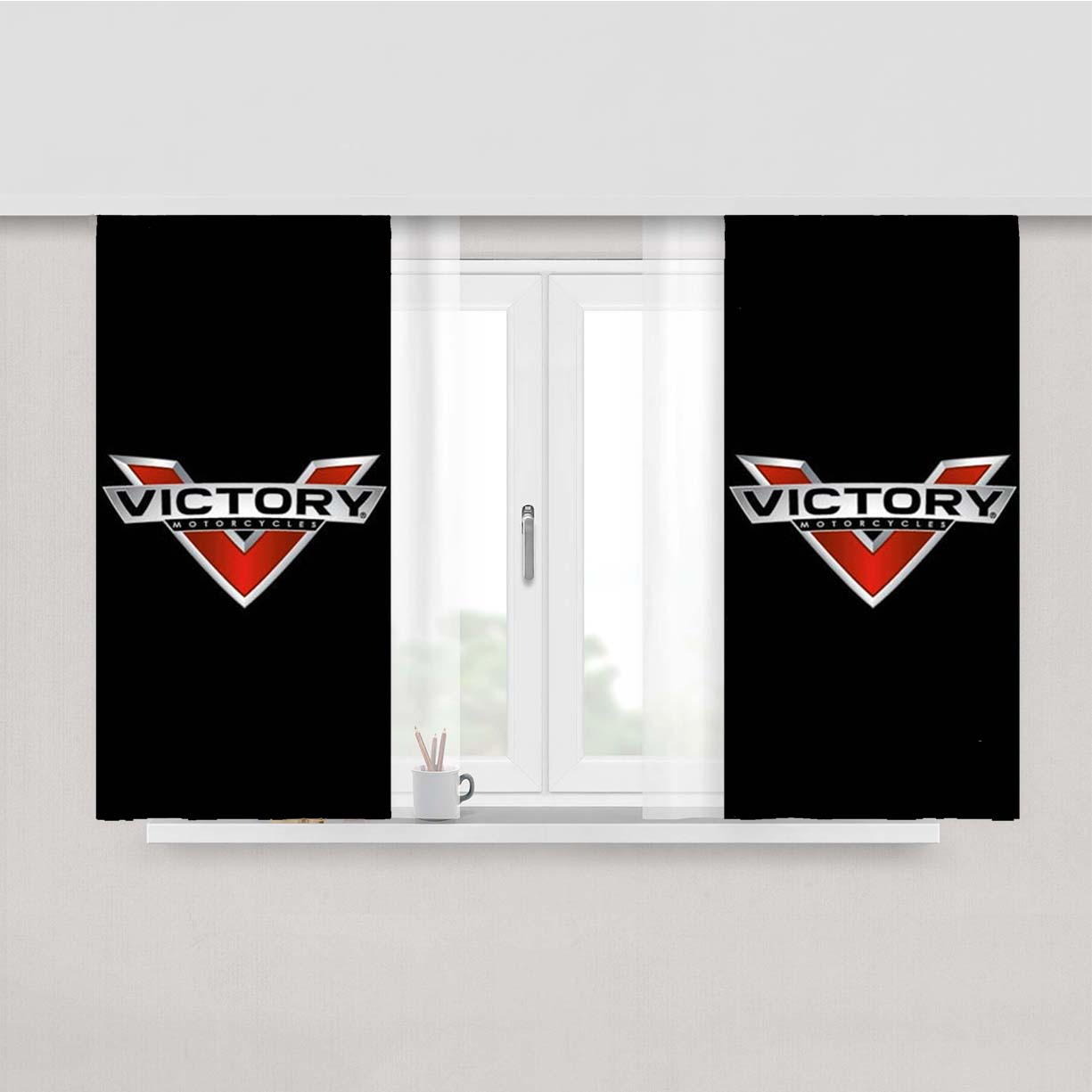 Victory Motor Cycles Logo Peach Skin Window Curtains