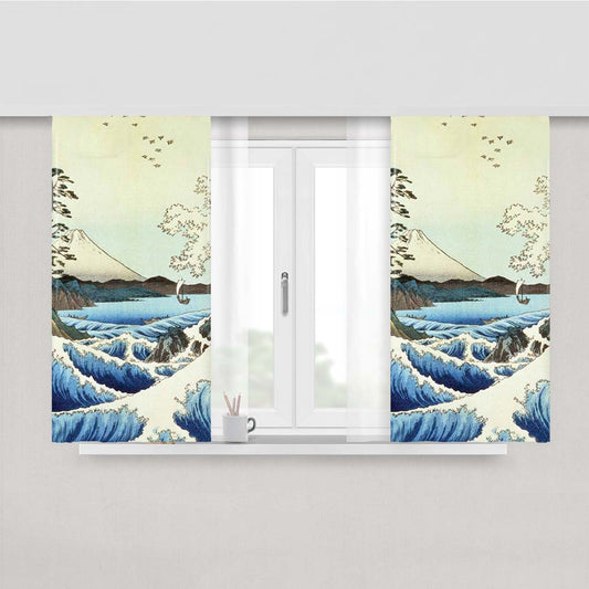 View From Satta Suruga Province Peach Skin Window Curtains