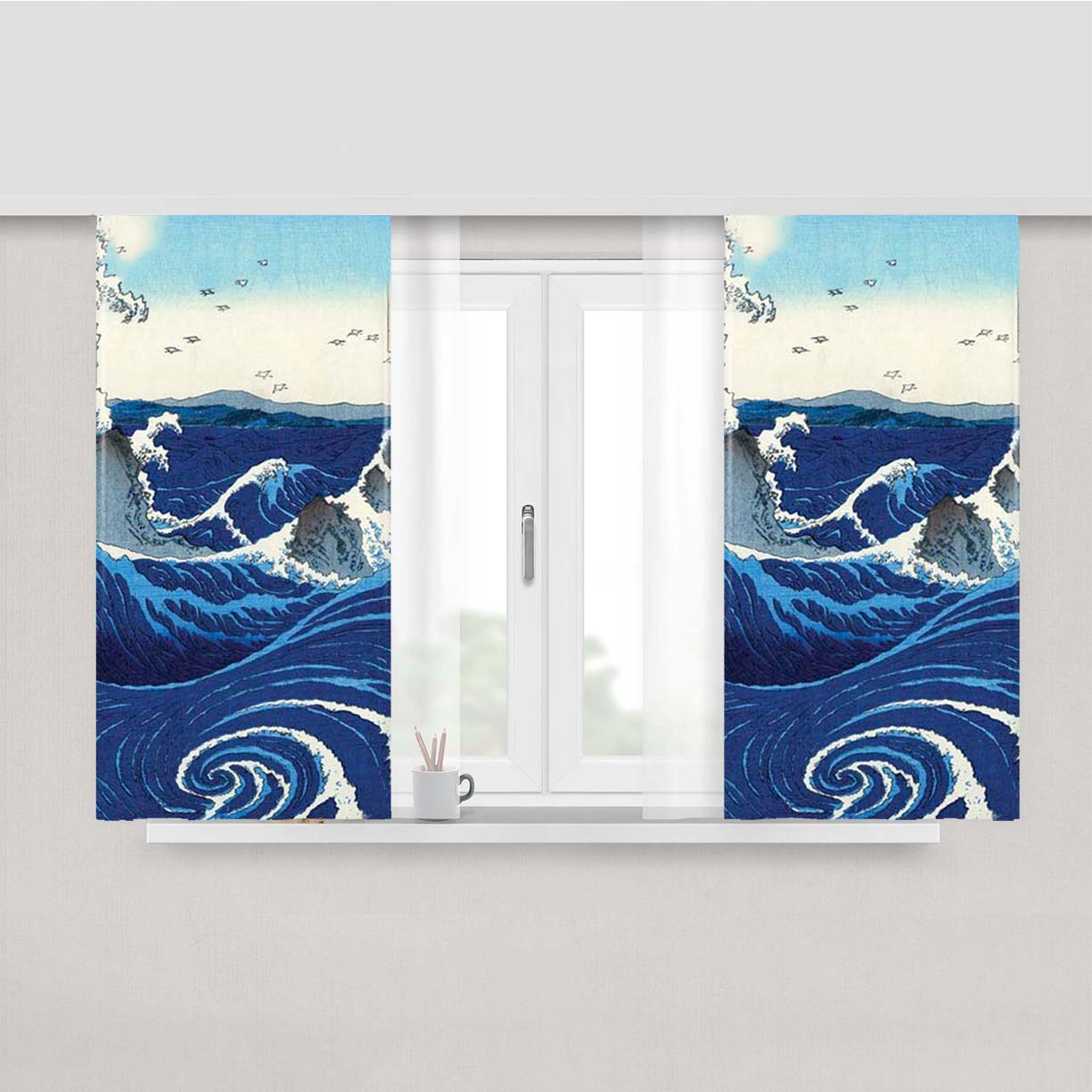 View Of The Naruto Whirlpools At Awa Peach Skin Window Curtains