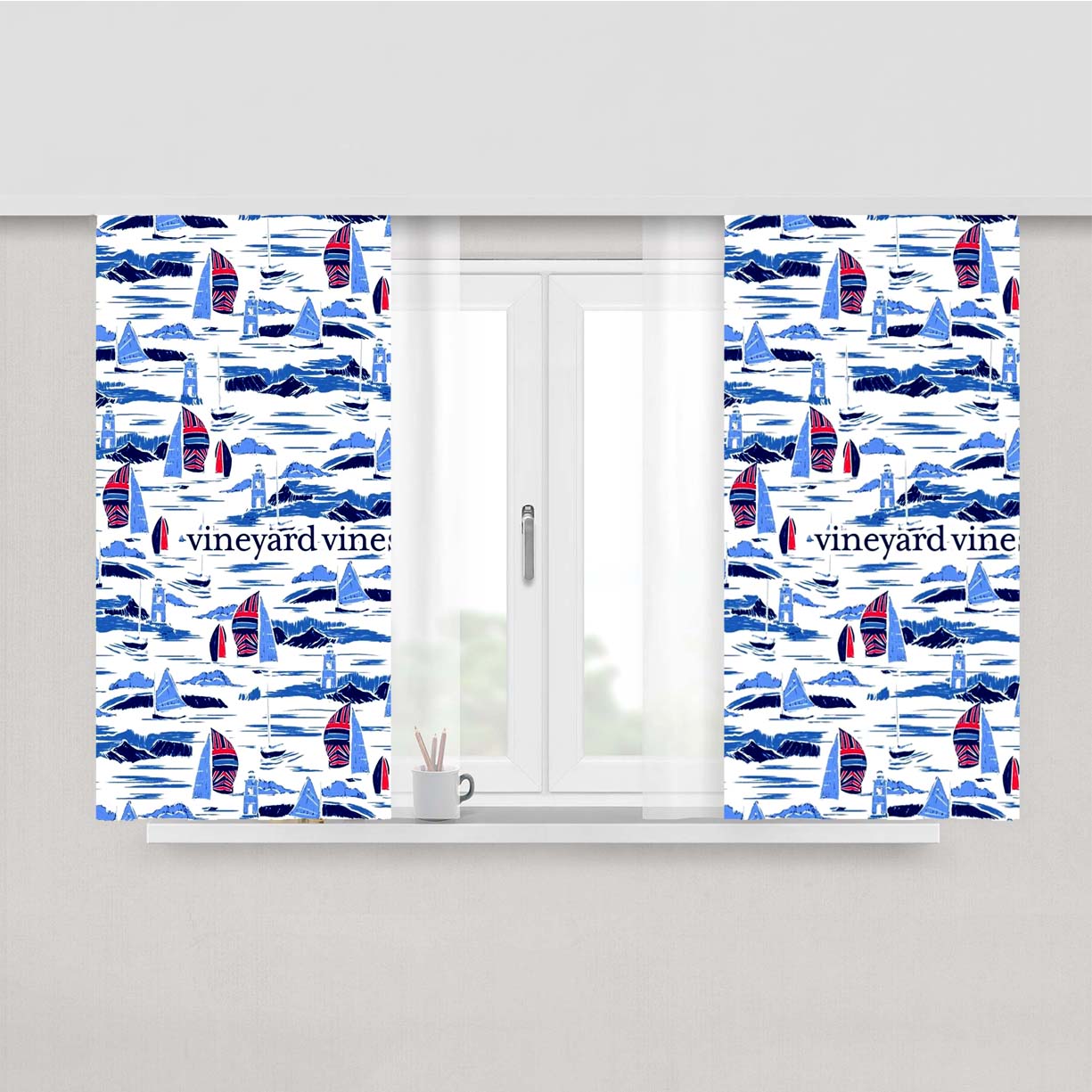 Vineyard Vines Pattern Peach Skin Window Curtains