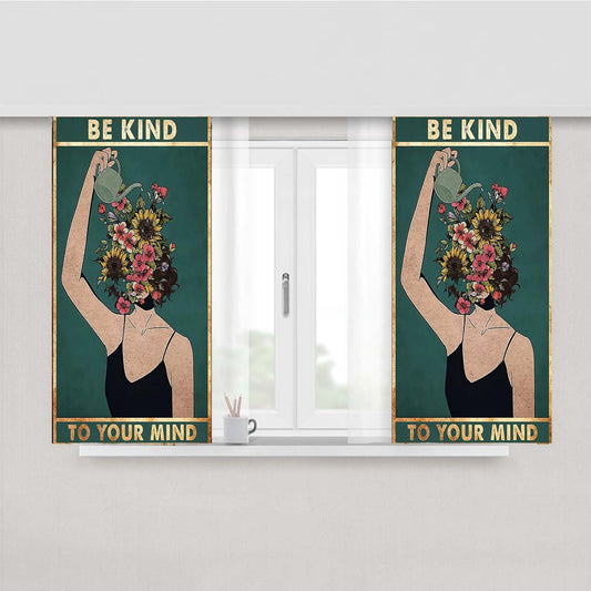 Vintage Be Kind To Your Mind Peach Skin Window Curtains