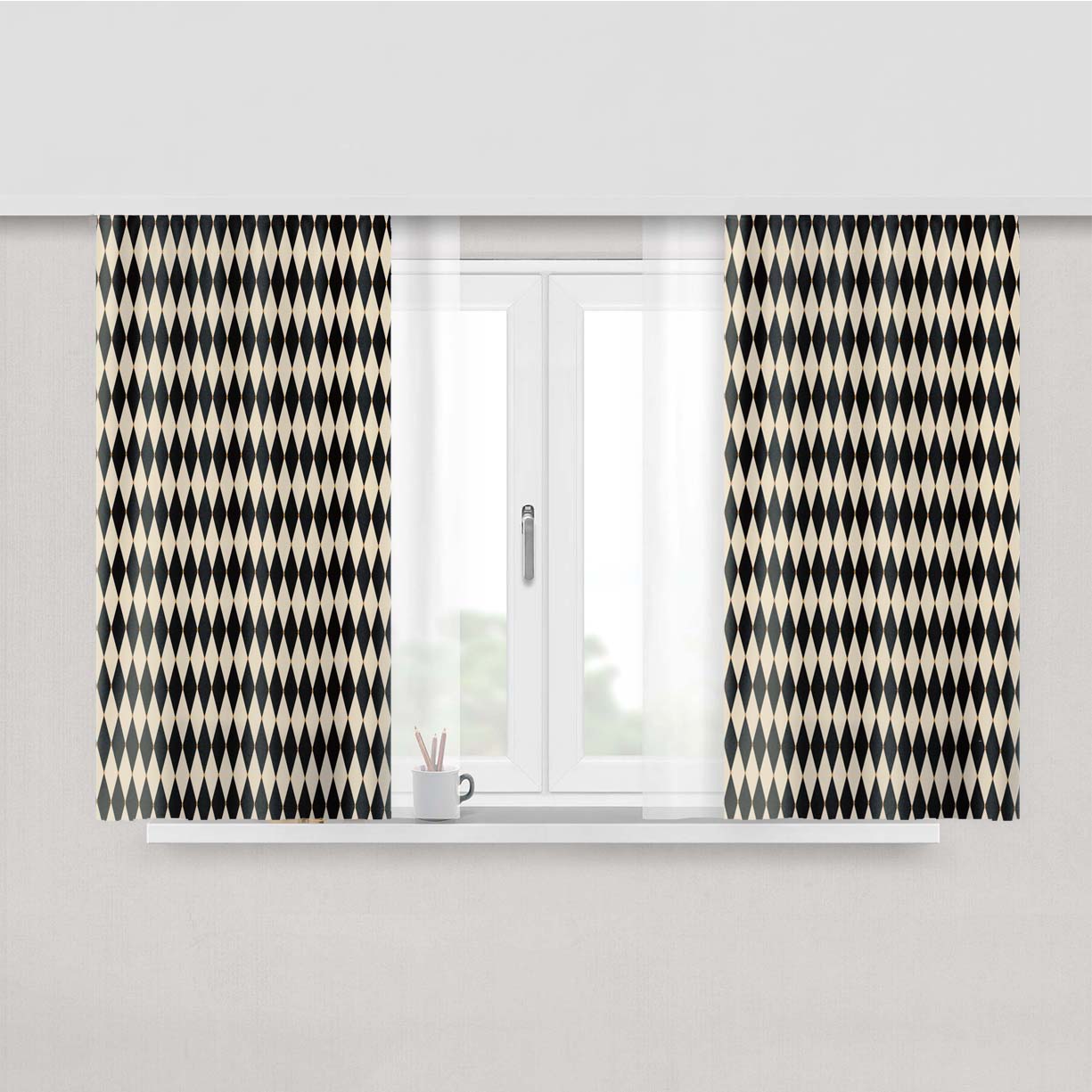 Vintage Diamond Pattern Peach Skin Window Curtains