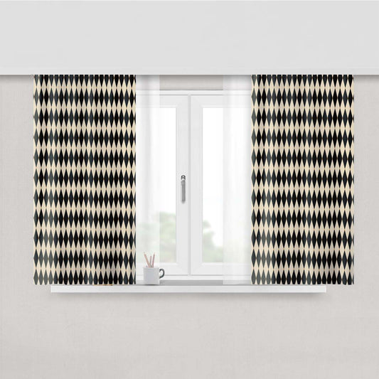 Vintage Diamond Pattern Peach Skin Window Curtains